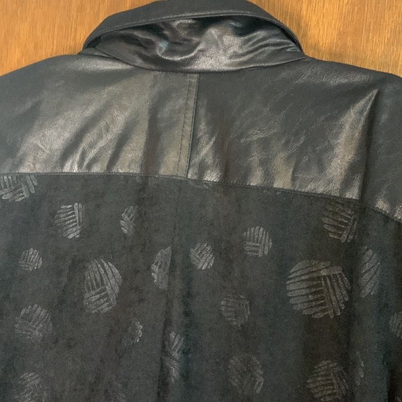 Vintage 90’s Pierre Lamonte Size 12 Black Faux Suede/Leather Lightweight Jacket - Picture 7 of 7